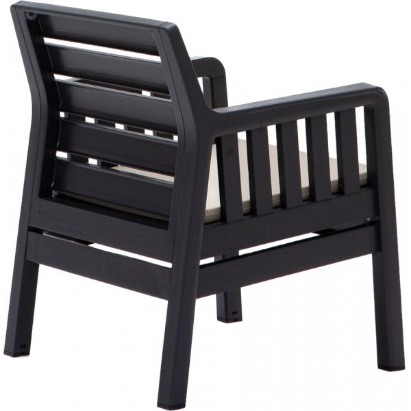 Groupe salon Lara avec canapé 3 places, 2 fauteuils et table - Anthracite Groupe salon Lara avec canapé 3 places, 2 fauteuils et table - Anthracite