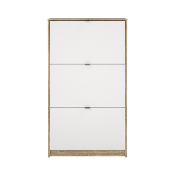 Lisa skoskåp med 3 st luckor - Vit / trä Lisa skoskåp med 3 st luckor - Vit / trä