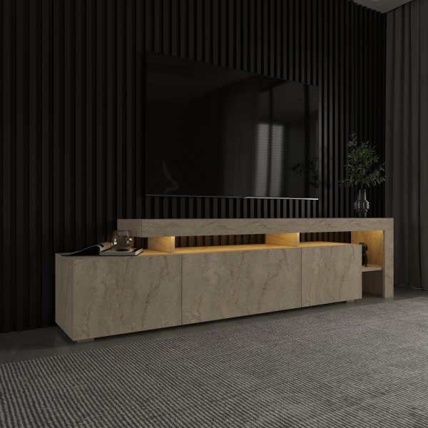 Meuble TV Beliz en travertin - 192 cm Meuble TV Beliz en travertin - 192 cm