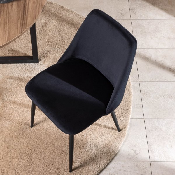 Chaise de salle  manger Night - Velours noir