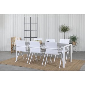 Groupe repas extrieur Break avec 6 chaises Alina - Gris/Blanc