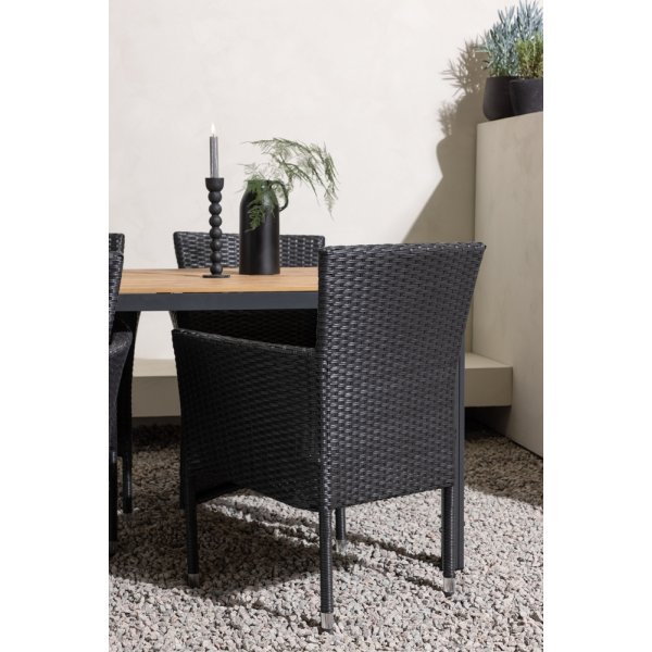 Break utematgrupp med 4 st Malina stolar - Svart/Natur Break utematgrupp med 4 st Malina stolar - Svart/Natur