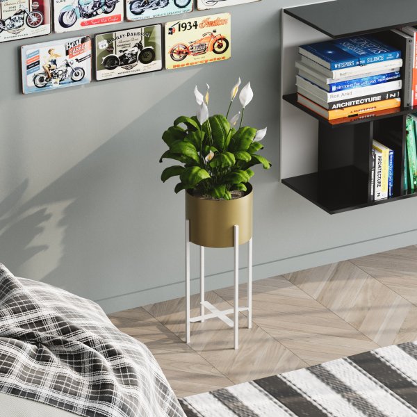 Plato 26 kruka - Vit/guld