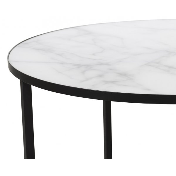 Sevilla soffbord runt - Svart/Marmorimitation Sevilla soffbord runt - Svart/Marmorimitation