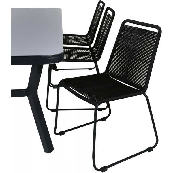 Virya utematgrupp med 6 st Lindos stolar - Svart/Grå Virya utematgrupp med 6 st Lindos stolar - Svart/Grå