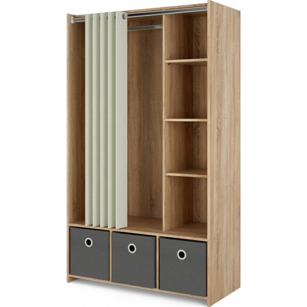 Lola garderob - Ek/beige/grå Lola garderob - Ek/beige/grå