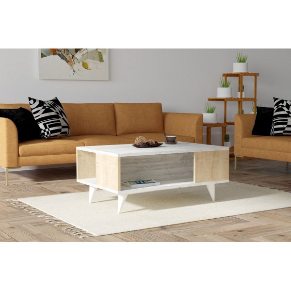 Table basse Selina 90 x 60 cm - Blanc/saphir