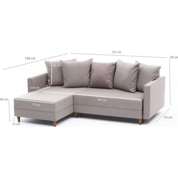 Aydam slaapbank links - Creme wit