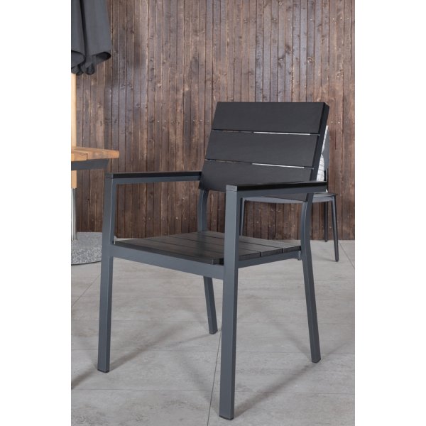 Chan utematgrupp med 4 st Levels stolar - Svart/Natur