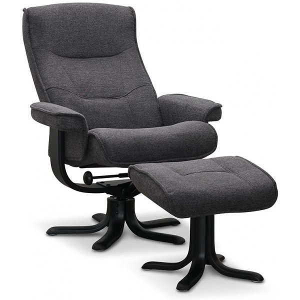 Fauteuil pivotant Bonn avec repose-pieds - Gris