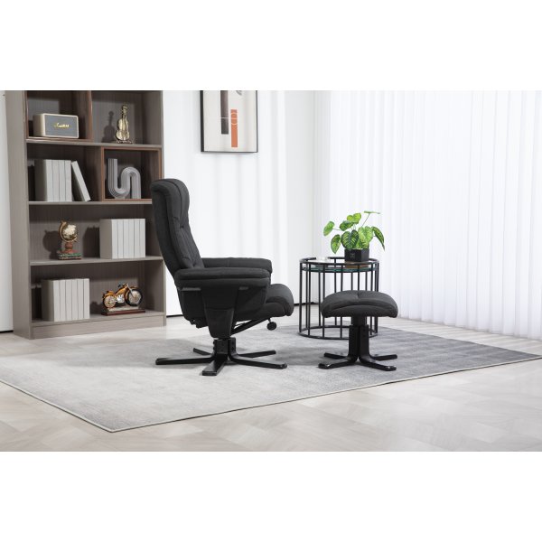 Oslo reclinerftlj med pall - Cortina svart