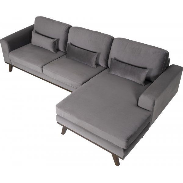 Divansoffa i grått sammet - Copenhagen + Fläckborttagare för möbler Divansoffa i grått sammet - Copenhagen + Fläckborttagare för möbler