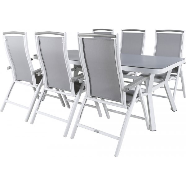 Virya utematgrupp med 6 st Albany stolar - Vit/Grå Virya utematgrupp med 6 st Albany stolar - Vit/Grå