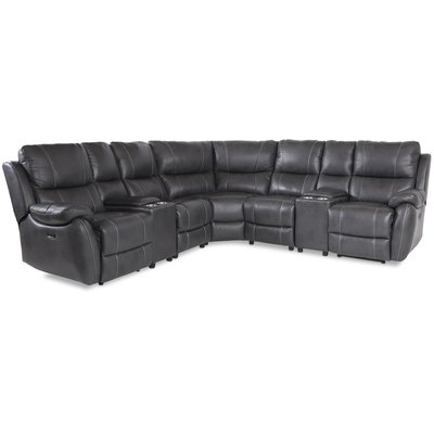 Enjoy recliner-hörnsoffa - 5-sits (el) i grått konstskinn