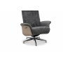 Reclinerftlj med fotpall i kta frskinn grafitgr/whitewash - Ulla + Textilskydd fr mbler