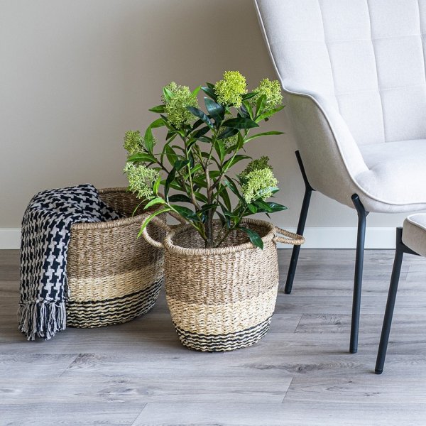 Ensemble de paniers Lima, 2 pièces Naturel/Marron/Noir Ensemble de paniers Lima, 2 pièces Naturel/Marron/Noir