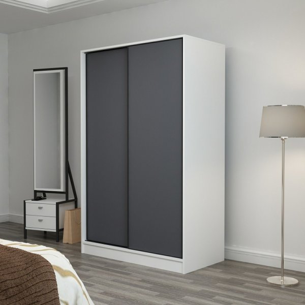 Kapusta kledingkast 120 cm - Wit/antraciet Kapusta kledingkast 120 cm - Wit/antraciet