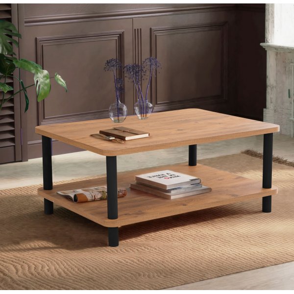 Roga soffbord 100 x 70 cm - Svart/furu Roga soffbord 100 x 70 cm - Svart/furu