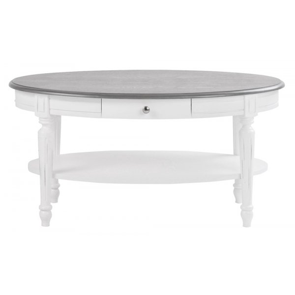 Viktor soffbord ovalt 105x65 - Vit/gr