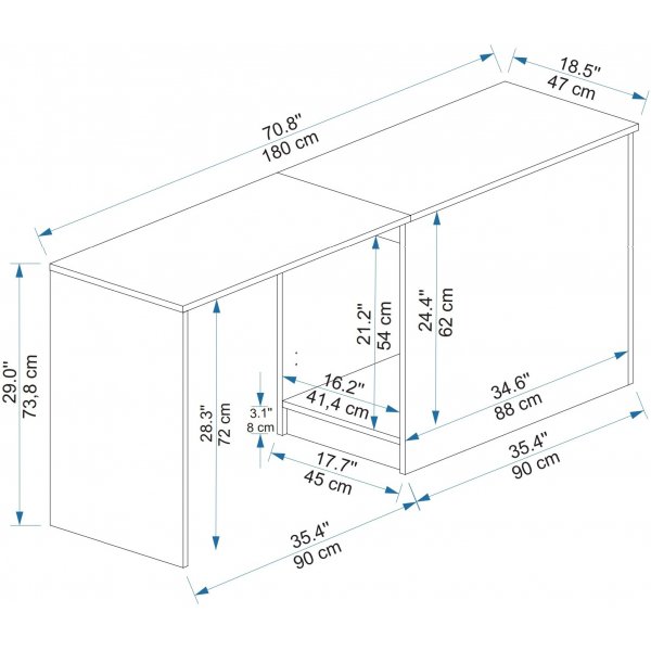 Bureau Newra 180 x 47 cm - Pin/beige Bureau Newra 180 x 47 cm - Pin/beige