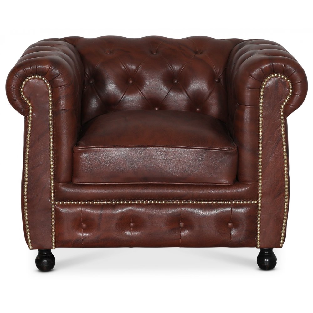 Chesterfield New Britain fåtölj antikbehandlat skinn Rea 56