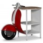 Vintage Vespa bardisk/sngbord 104 x 44 cm - Rd/vit