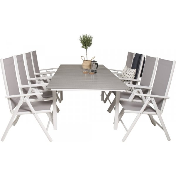 Levels utematgrupp med 8 st Break stolar - Grå/Vit Levels utematgrupp med 8 st Break stolar - Grå/Vit