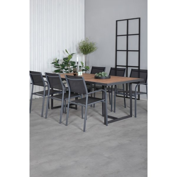 Khung utematgrupp med 6 st Santorini stolar - Svart/Natur Khung utematgrupp med 6 st Santorini stolar - Svart/Natur