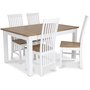Skagen matgrupp - Skagen 140 cm Bord inklusive 4 st Herrgrd Vind stolar med sits i ekbets - Vit/Ekbets