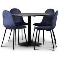 Seat matgrupp, matbord med 4 st Carisma sammetsstolar - Svart/Blå Seat matgrupp, matbord med 4 st Carisma sammetsstolar - Svart/Blå
