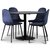 Seat matgrupp, matbord med 4 st Carisma sammetsstolar - Svart/Blå