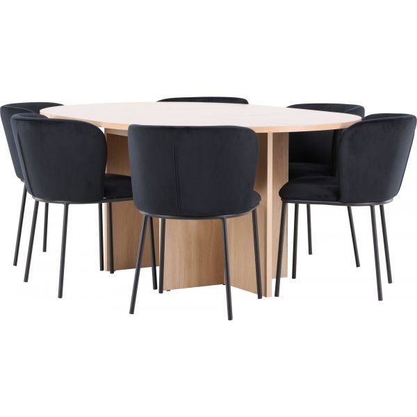 Matbord Strada med 6 st Edina stolar - Svart/whitewash Matbord Strada med 6 st Edina stolar - Svart/whitewash