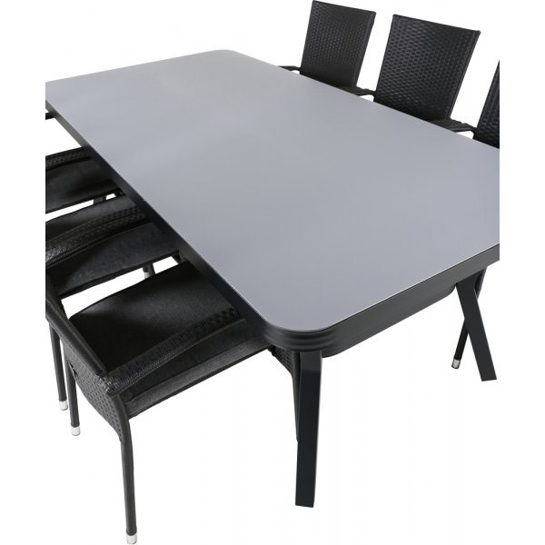 Virya utematgrupp med 6 st Anna stolar - Svart/Grå Virya utematgrupp med 6 st Anna stolar - Svart/Grå