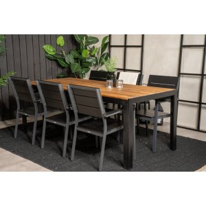 Groupe de salle  manger extrieur Bois avec chaises 6 Levels - Noir/Naturel