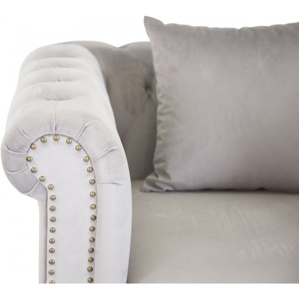 Churchill chesterfieldfåtölj - Ljusgrå sammet Churchill chesterfieldfåtölj - Ljusgrå sammet