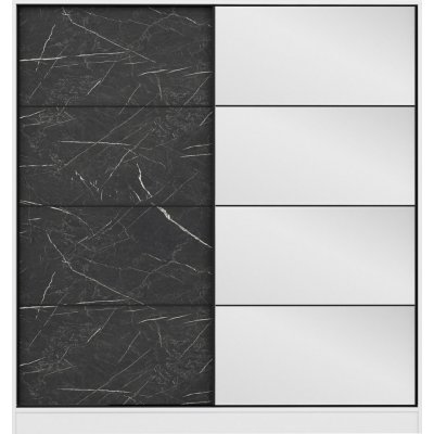 Kapusta garderob med spegeldrr, 180 cm - Vit/svart