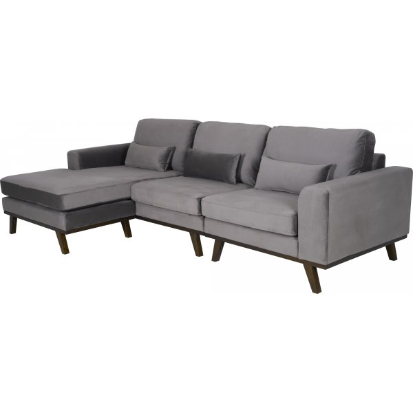 Divansoffa i grått sammet - Copenhagen + Fläckborttagare för möbler Divansoffa i grått sammet - Copenhagen + Fläckborttagare för möbler