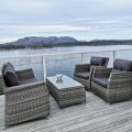 Kundbild Ballingslöv Lyx utegrupp: soffa, fåtöljer och bord - Ljusgrå konstrotting