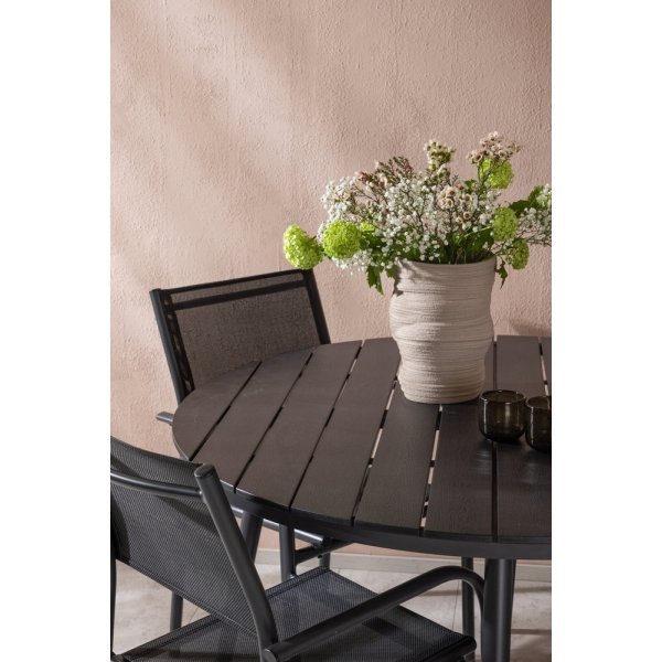 Break utematgrupp med 4 st Santorini stolar - Svart Break utematgrupp med 4 st Santorini stolar - Svart