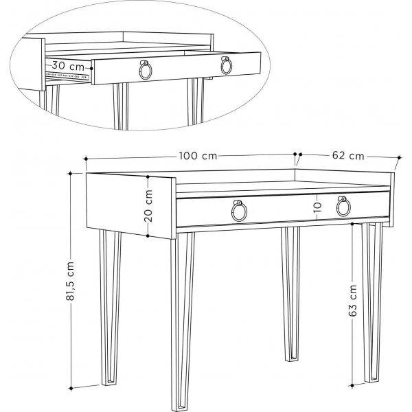 Bureau éponge 100x62 cm - Blanc Bureau éponge 100x62 cm - Blanc