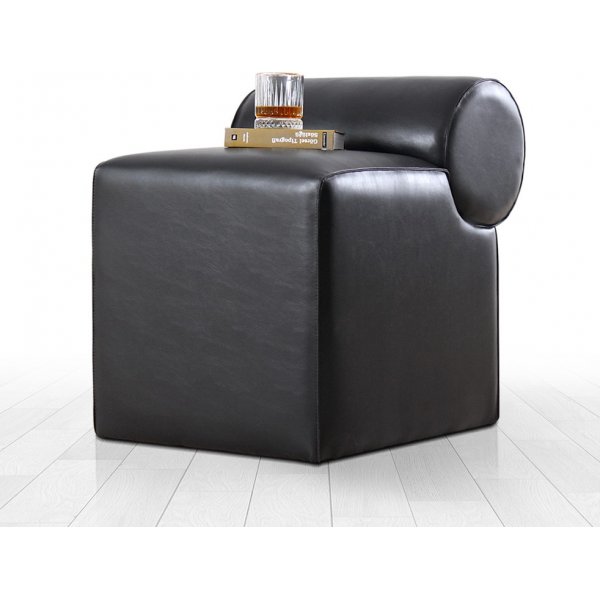 Pouf Rohin - Cuir artificiel noir Pouf Rohin - Cuir artificiel noir