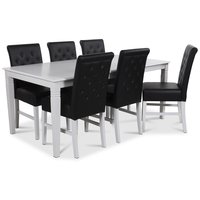 Mellby matgrupp 180 cm bord med 6 st Twitter matstolar i svart PU Mellby matgrupp 180 cm bord med 6 st Twitter matstolar i svart PU