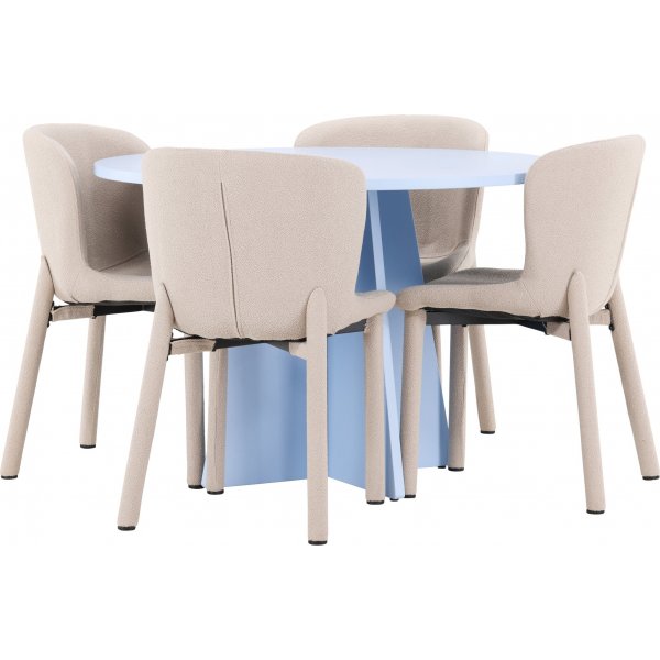 Matbord Bootcut med 4 st Astoria stolar - Beige/blå Matbord Bootcut med 4 st Astoria stolar - Beige/blå