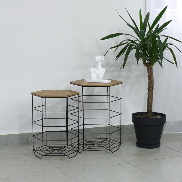 Ensemble table basse Cédric - Chêne/noir Ensemble table basse Cédric - Chêne/noir