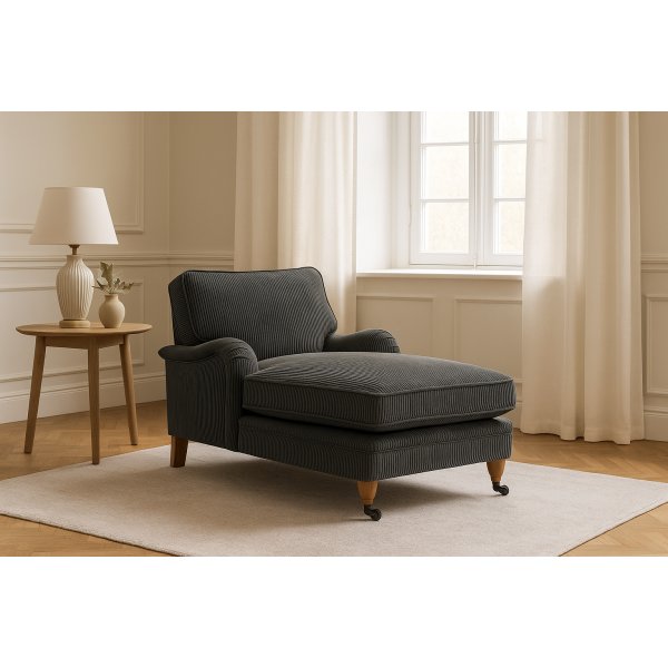 Divanfåtölj Howard Luxor - Grå bredrandig manchester Divanfåtölj Howard Luxor - Grå bredrandig manchester