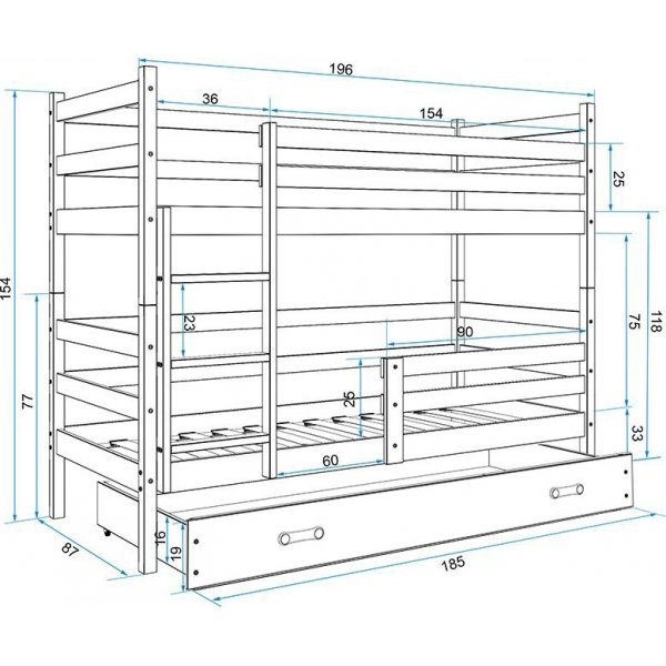 Eryk vningssng med frvaringslda - Valfri frg & storlek