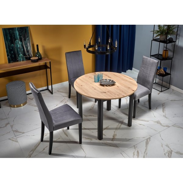 Table à manger 102-142 cm - Chêne artisanal/noir Table à manger 102-142 cm - Chêne artisanal/noir