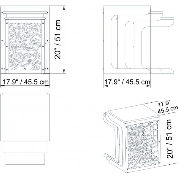 Hare satsbord 45,5 x 51 cm - Guld/vit