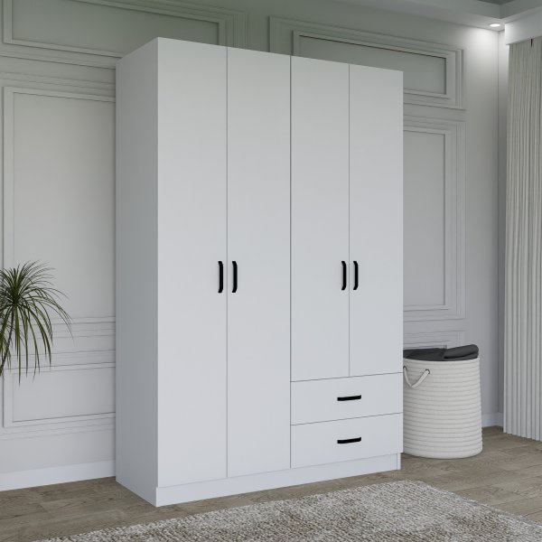 Armoire Yaman 120 x 45 x 180 cm Variante B - Blanc mat Armoire Yaman 120 x 45 x 180 cm Variante B - Blanc mat