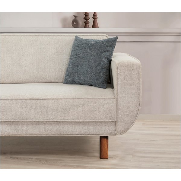 Canap lit Berjer 3 places - Crme/noyer